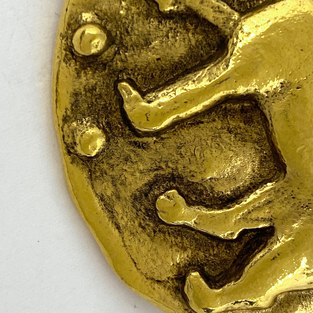 シャネル ロゴ チェーン ネックレス コイン ライオンモチーフ ネックレス GP ゴールド レディース 【中古】bracc