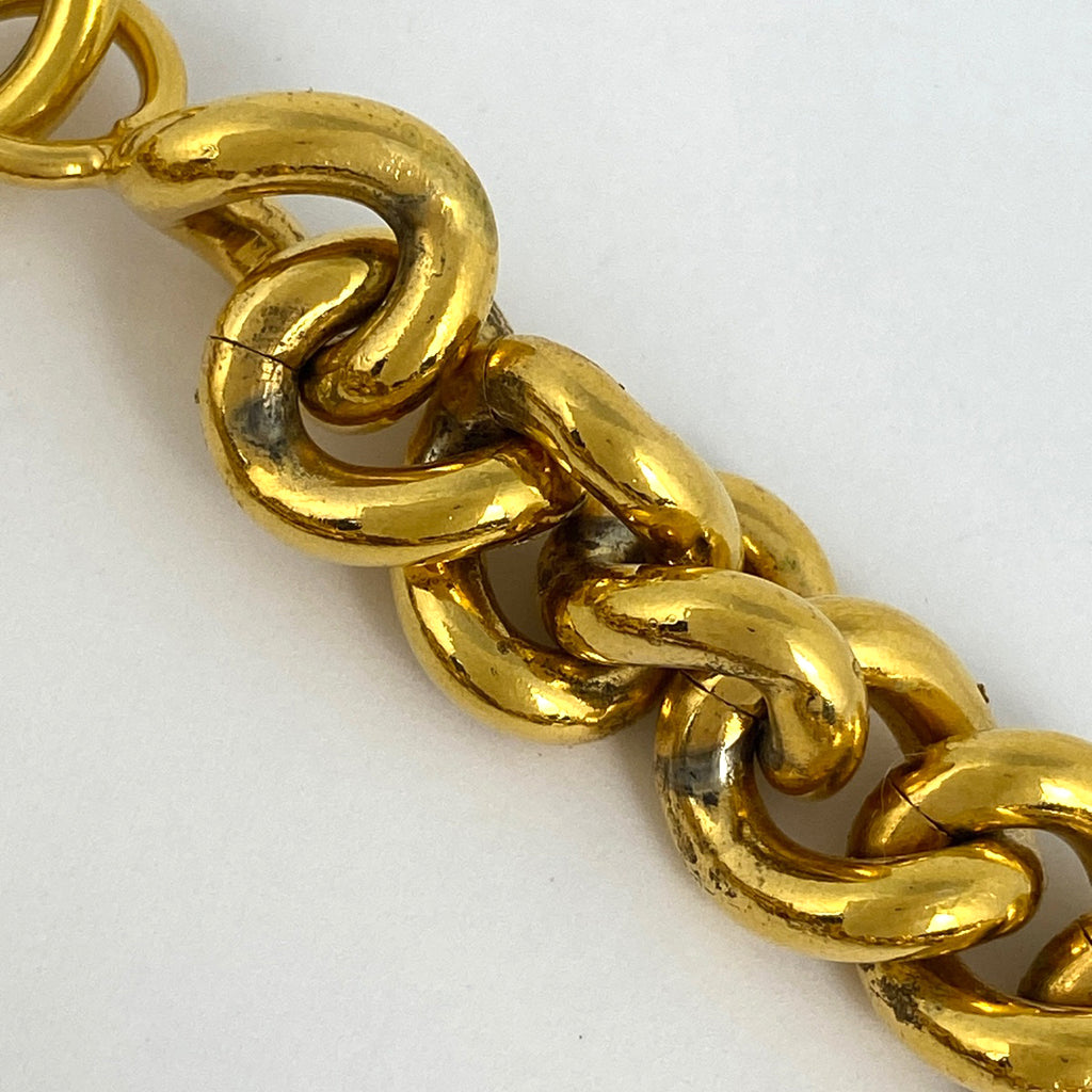 シャネル ロゴ チェーン ネックレス コイン ライオンモチーフ ネックレス GP ゴールド レディース 【中古】bracc