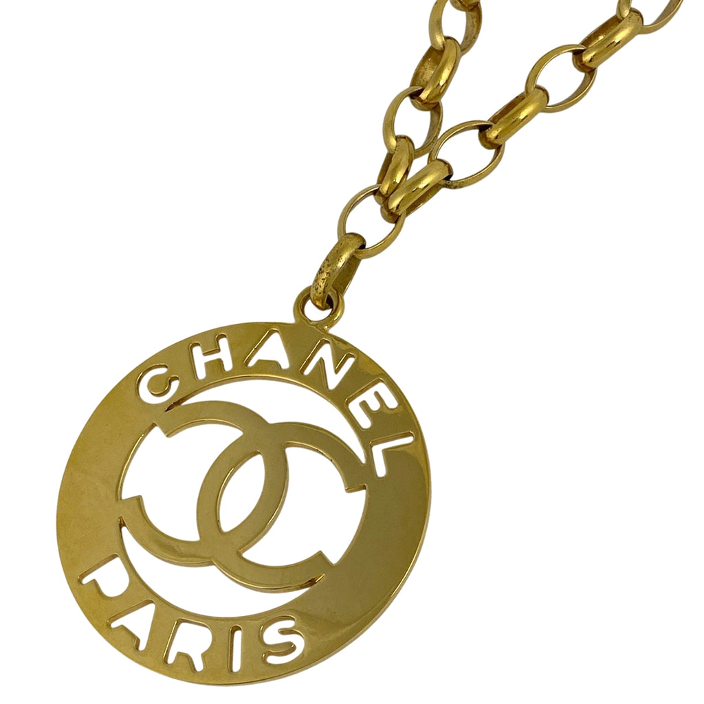 シャネル ココマーク ラウンド チェーン ネックレス 丸型 ロング ネックレス GP ゴールド レディース 【中古】bracc