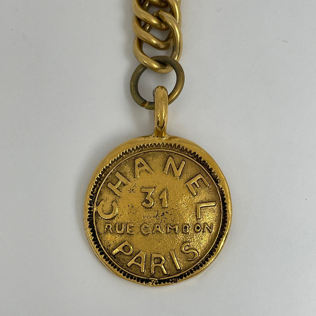 シャネル ロゴ チェーン ブレスレット 腕輪 コイン ブレスレット GP ゴールド レディース 【中古】bracc