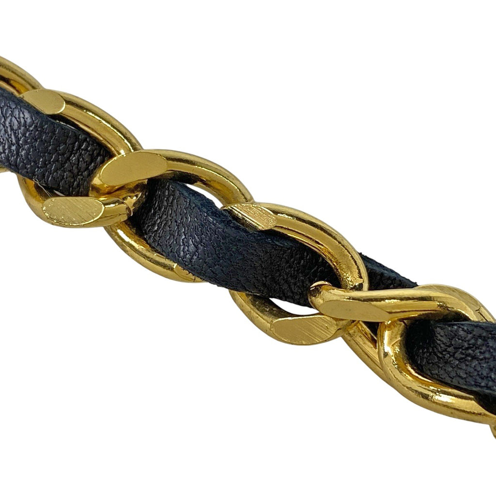 シャネル ココマーク チェーン ベルト 2連 ベルト GP レザー ゴールド ブラック レディース 【中古】brbag