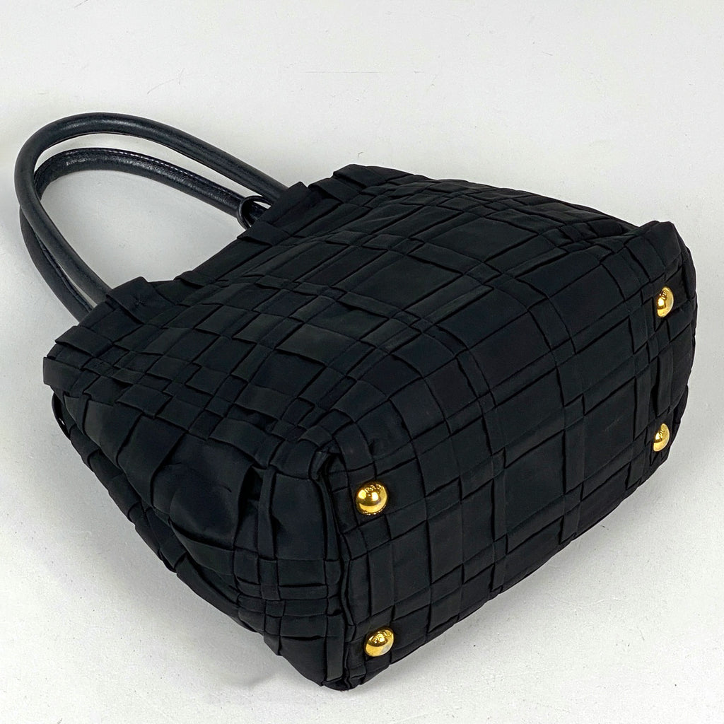 プラダ ロゴプレート ハンドバッグ 手提げ 編み込み ハンドバッグ ナイロン ネロ(ブラック) BN1653 レディース 【中古】brbag