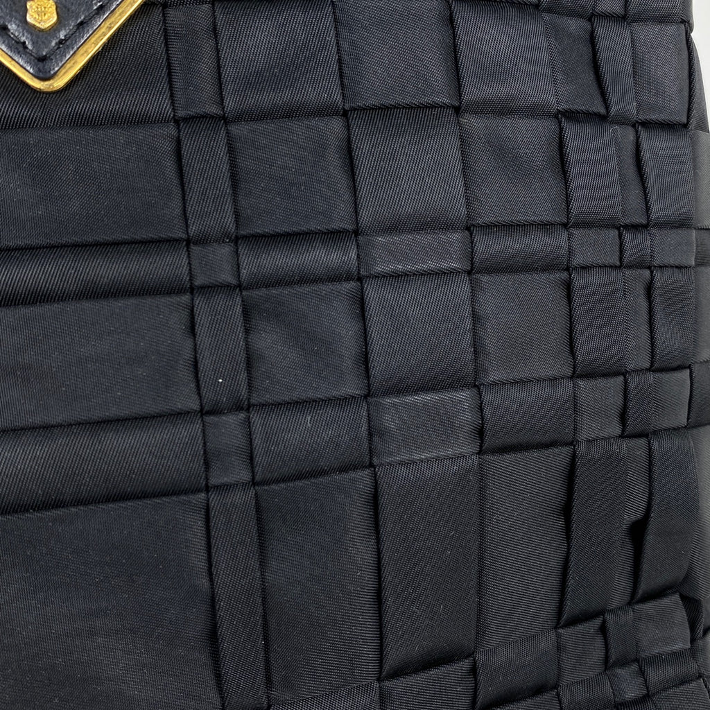 プラダ ロゴプレート ハンドバッグ 手提げ 編み込み ハンドバッグ ナイロン ネロ(ブラック) BN1653 レディース 【中古】brbag