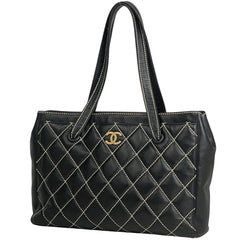 シャネル ワイルドステッチ トートバッグ ハンドバッグ ココマーク トートバッグ レザー ブラック レディース 【中古】brbag