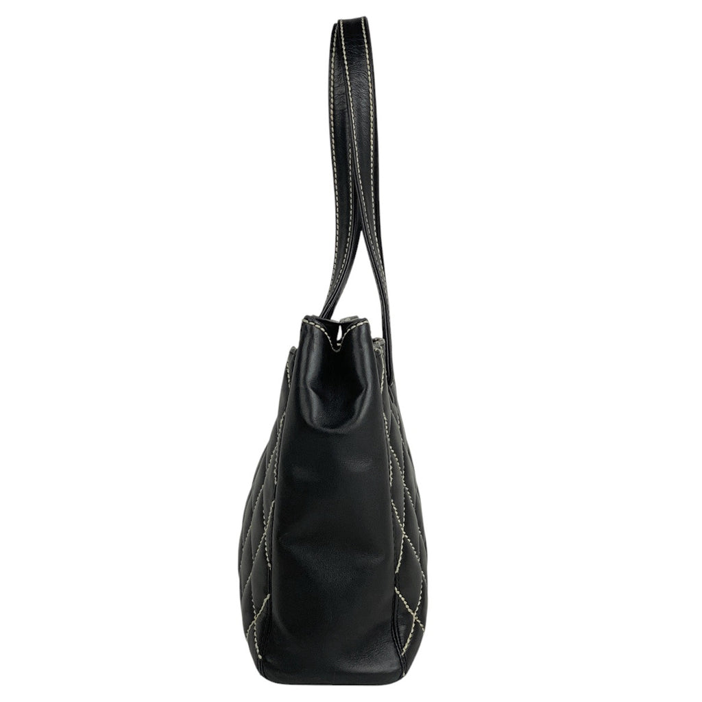 シャネル ワイルドステッチ トートバッグ ハンドバッグ ココマーク トートバッグ レザー ブラック レディース 【中古】brbag