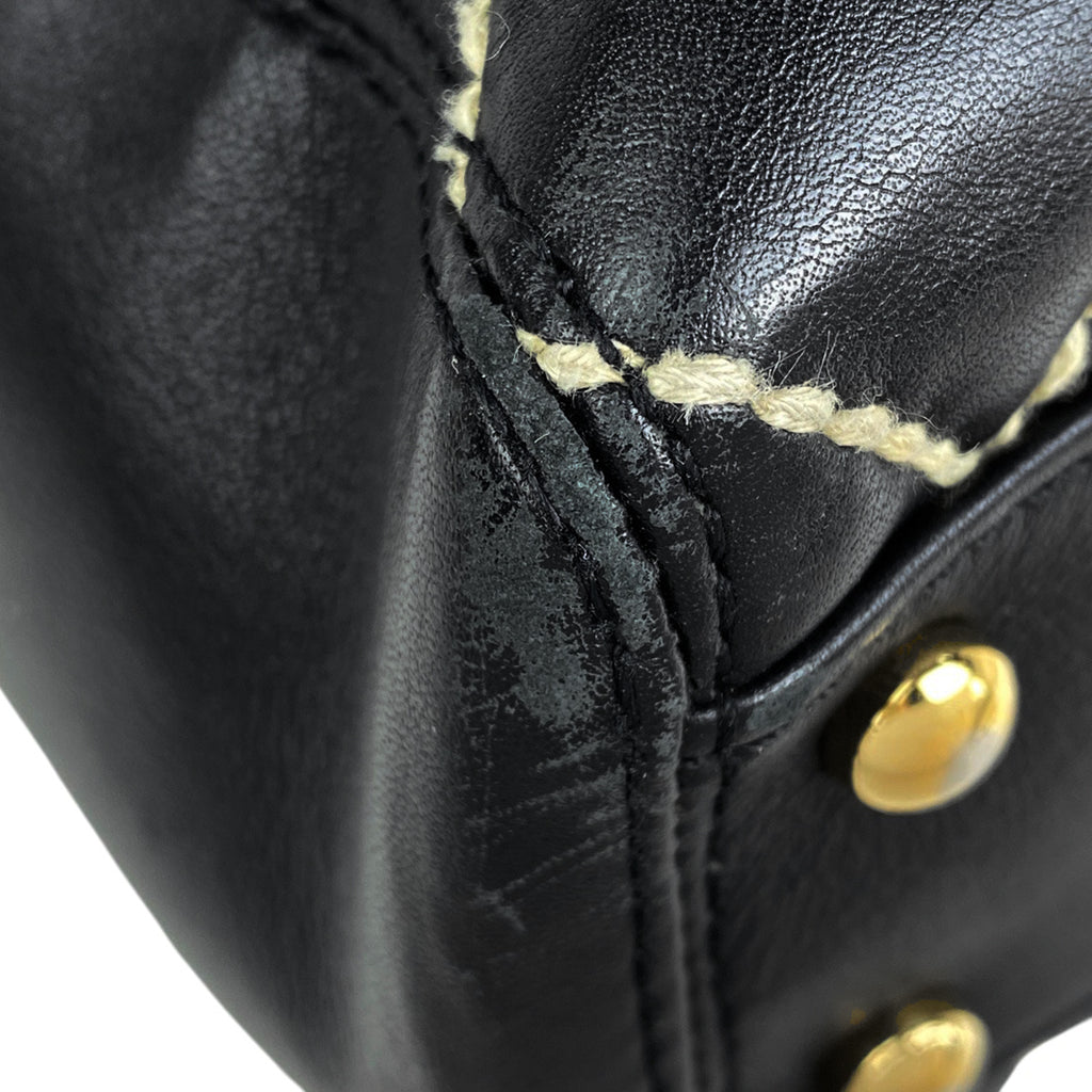 シャネル ワイルドステッチ トートバッグ ハンドバッグ ココマーク トートバッグ レザー ブラック レディース 【中古】brbag