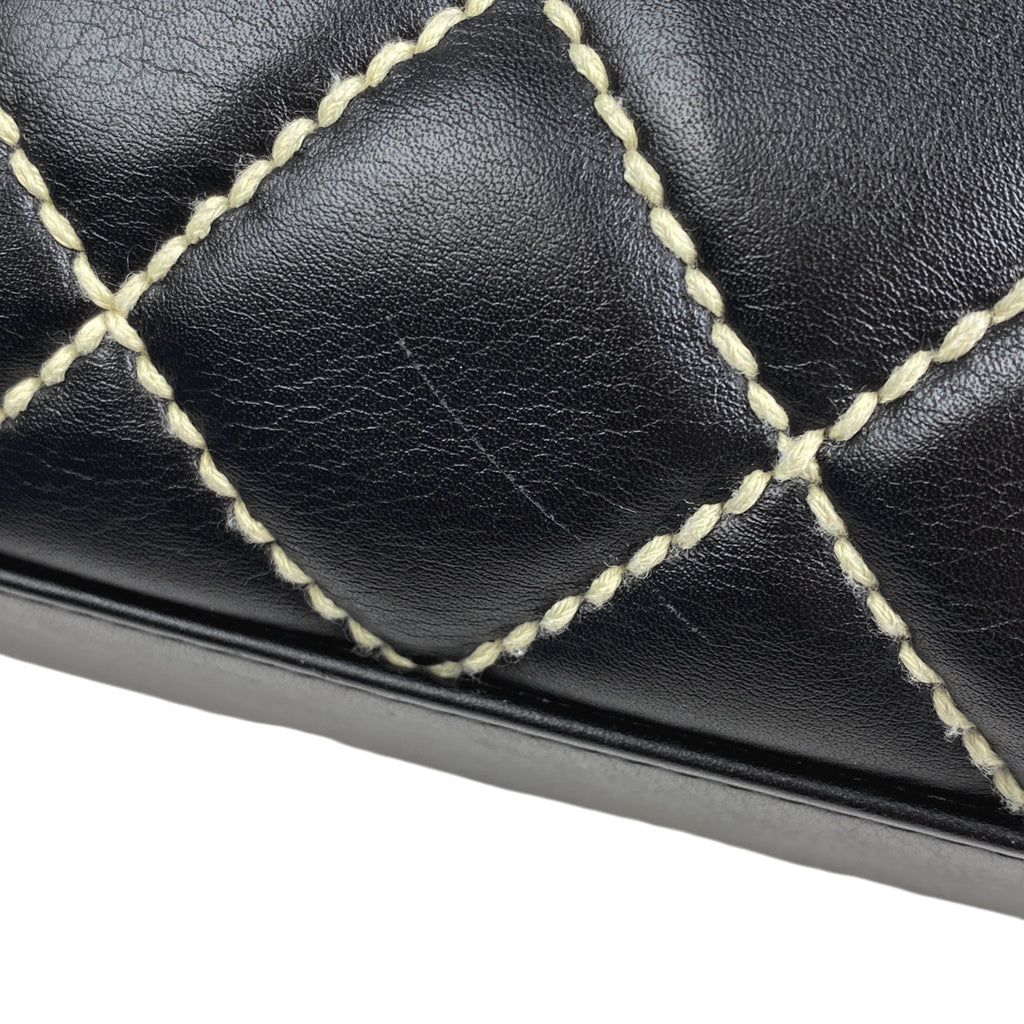 シャネル ワイルドステッチ トートバッグ ハンドバッグ ココマーク トートバッグ レザー ブラック レディース 【中古】brbag