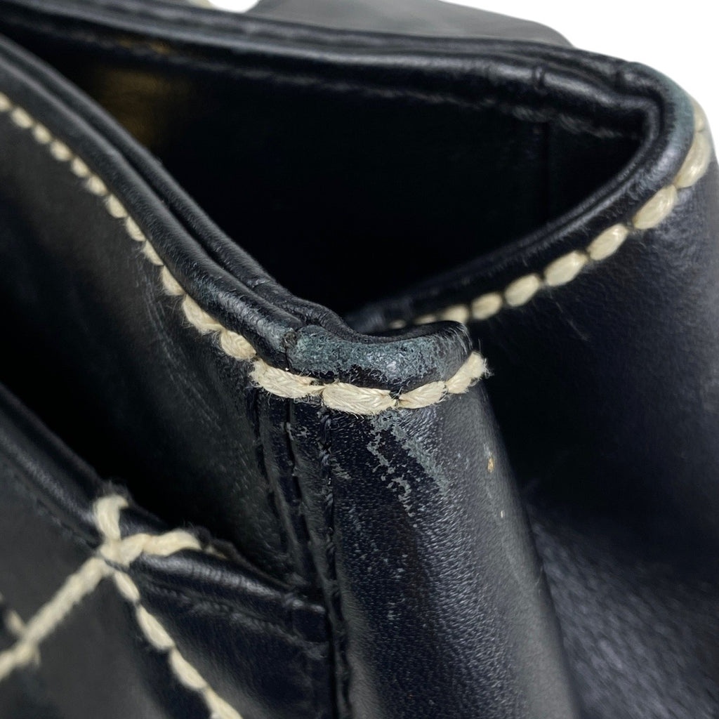 シャネル ワイルドステッチ トートバッグ ハンドバッグ ココマーク トートバッグ レザー ブラック レディース 【中古】brbag