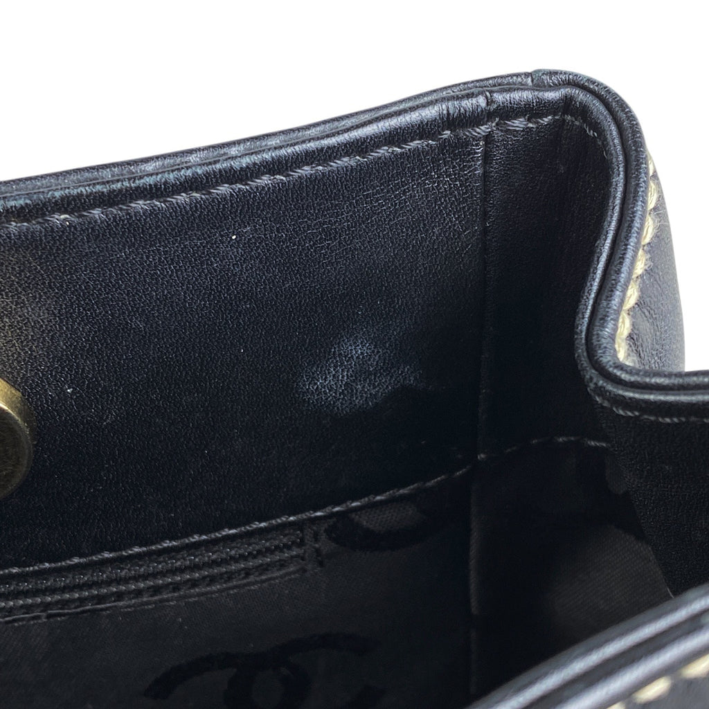 シャネル ワイルドステッチ トートバッグ ハンドバッグ ココマーク トートバッグ レザー ブラック レディース 【中古】brbag