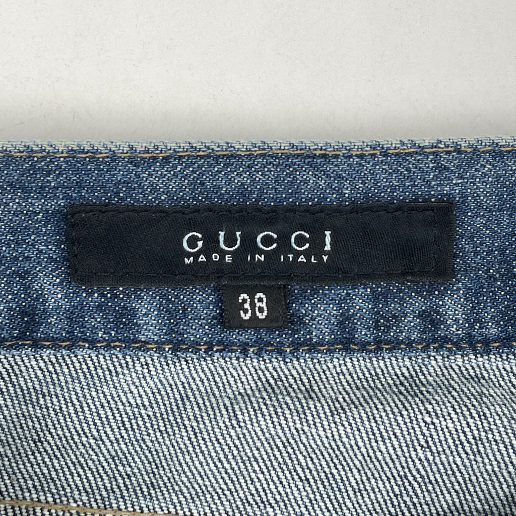 グッチ GGロゴ デニムパンツ ストレート ボトムス デニムパンツ 綿 ブルー レディース 【中古】brapp