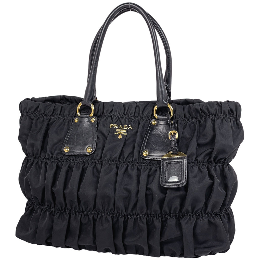 プラダ ロゴ トートバッグ ハンドバッグ ギャザー トートバッグ ナイロン ネロ(ブラック) レディース 【中古】brbag