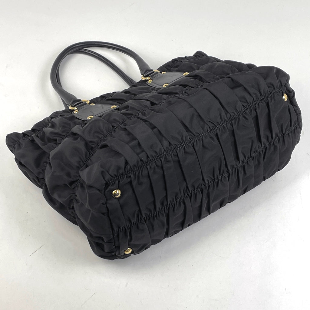 プラダ ロゴ トートバッグ ハンドバッグ ギャザー トートバッグ ナイロン ネロ(ブラック) レディース 【中古】brbag