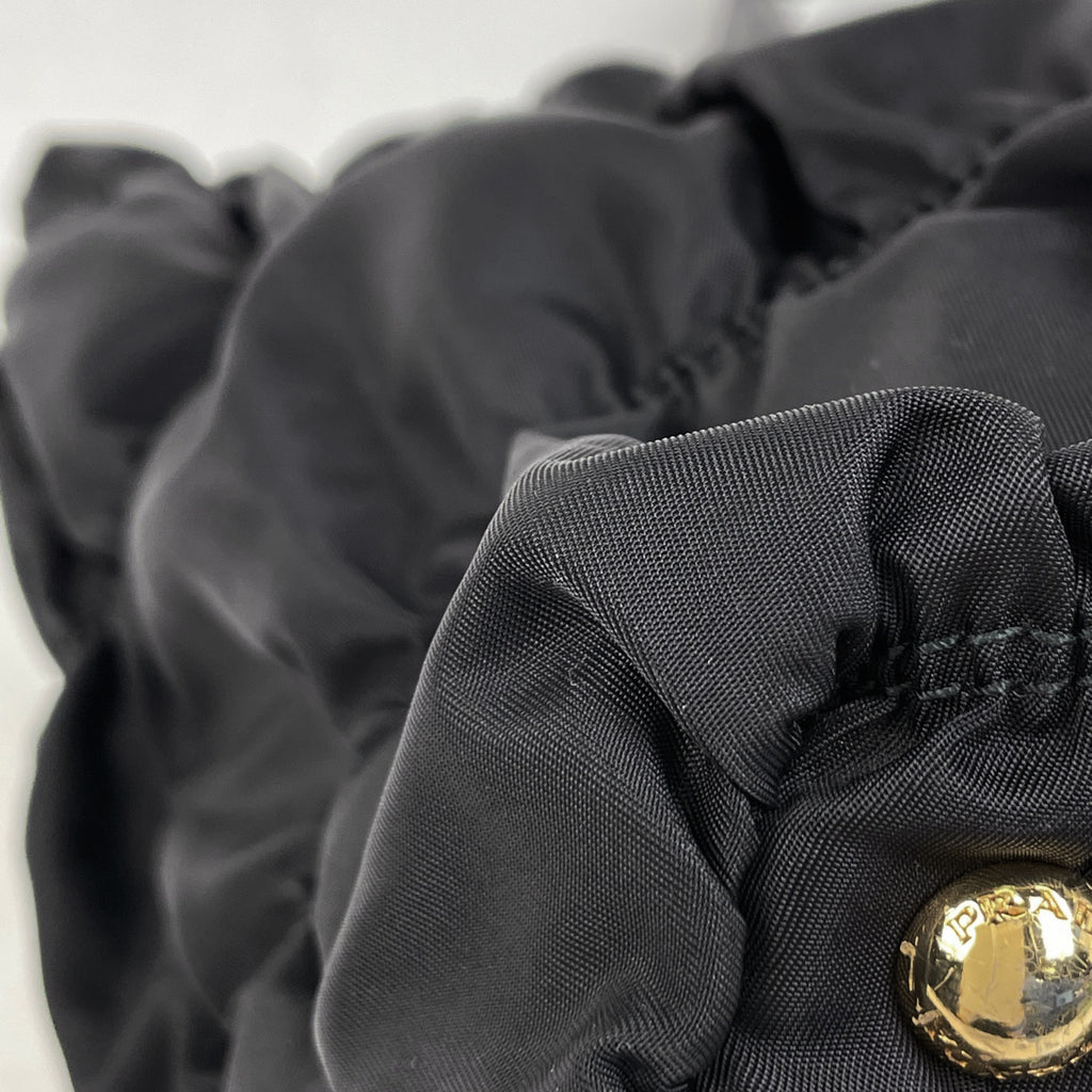 プラダ ロゴ トートバッグ ハンドバッグ ギャザー トートバッグ ナイロン ネロ(ブラック) レディース 【中古】brbag