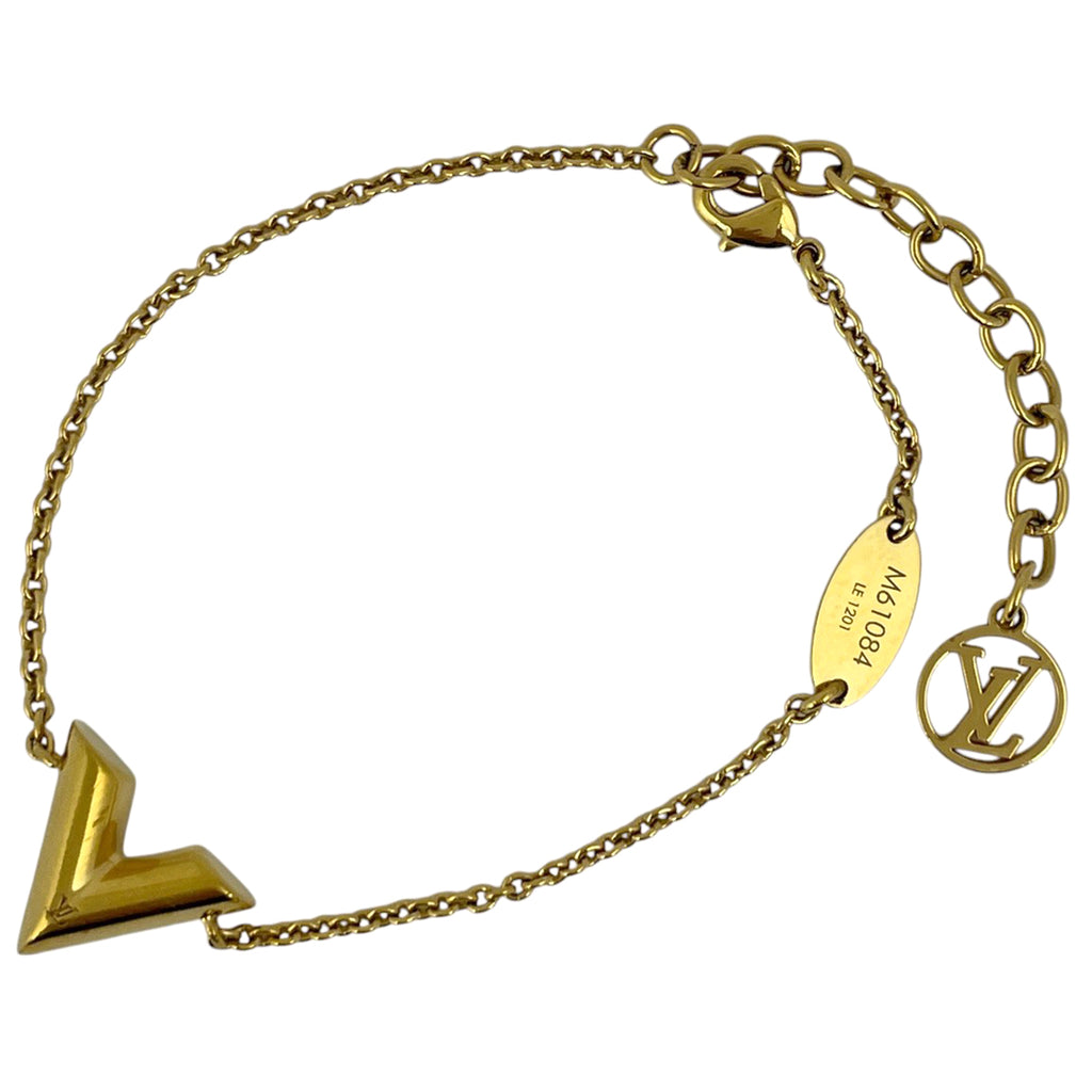ルイ・ヴィトン エセンシャル V ブレスレット ロゴ 腕輪 チェーン ブレスレット GP ゴールド レディース 【中古】bracc