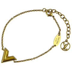 ルイ・ヴィトン エセンシャル V ブレスレット ロゴ 腕輪 チェーン ブレスレット GP ゴールド レディース 【中古】bracc