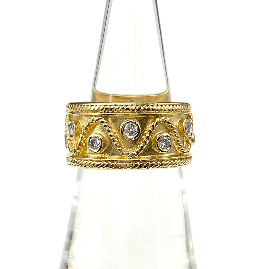 メレダイヤ デザインリング YG イエローゴールド 指輪 リング 11.5号 K18 750 ダイヤモンド レディース 【中古】nbjwl