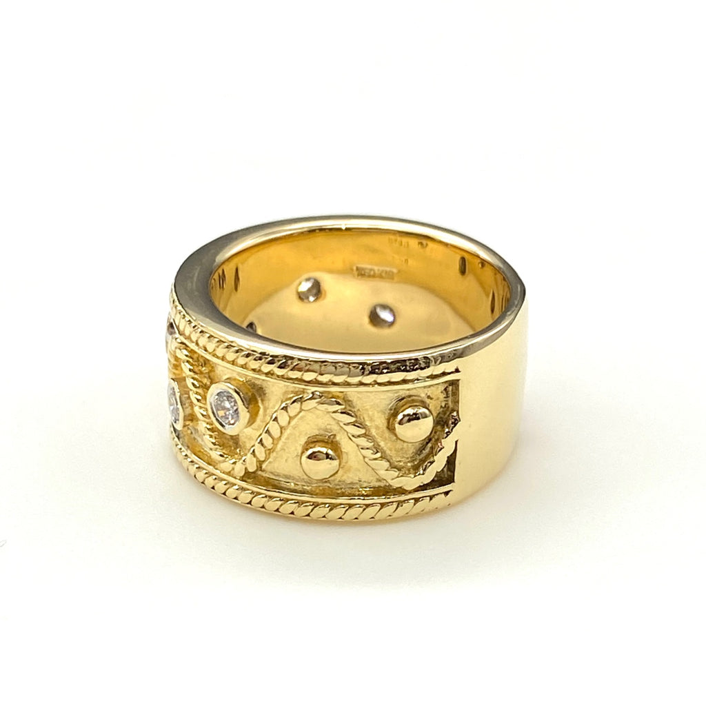 メレダイヤ デザインリング YG イエローゴールド 指輪 リング 11.5号 K18 750 ダイヤモンド レディース 【中古】nbjwl