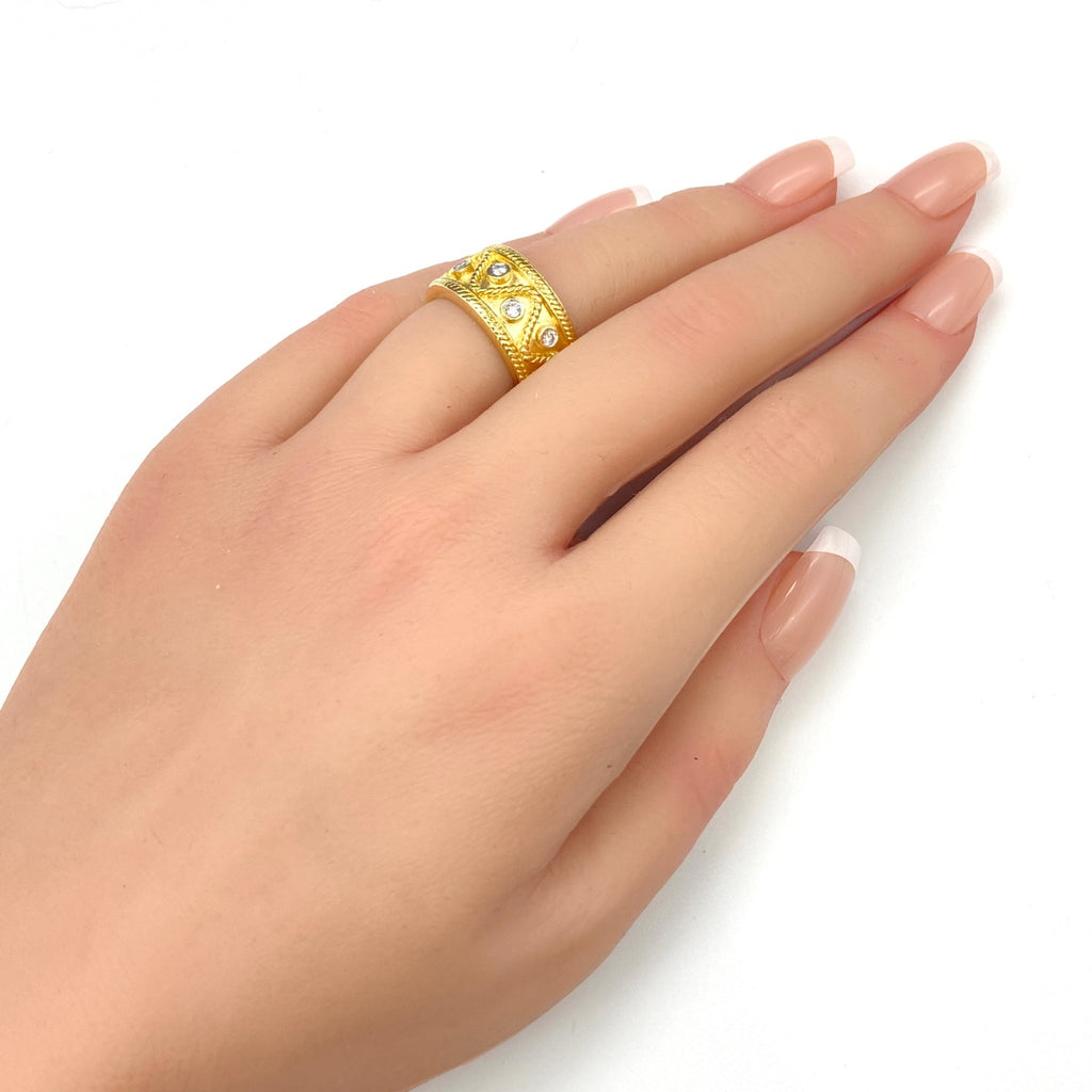 メレダイヤ デザインリング YG イエローゴールド 指輪 リング 11.5号 K18 750 ダイヤモンド レディース 【中古】nbjwl