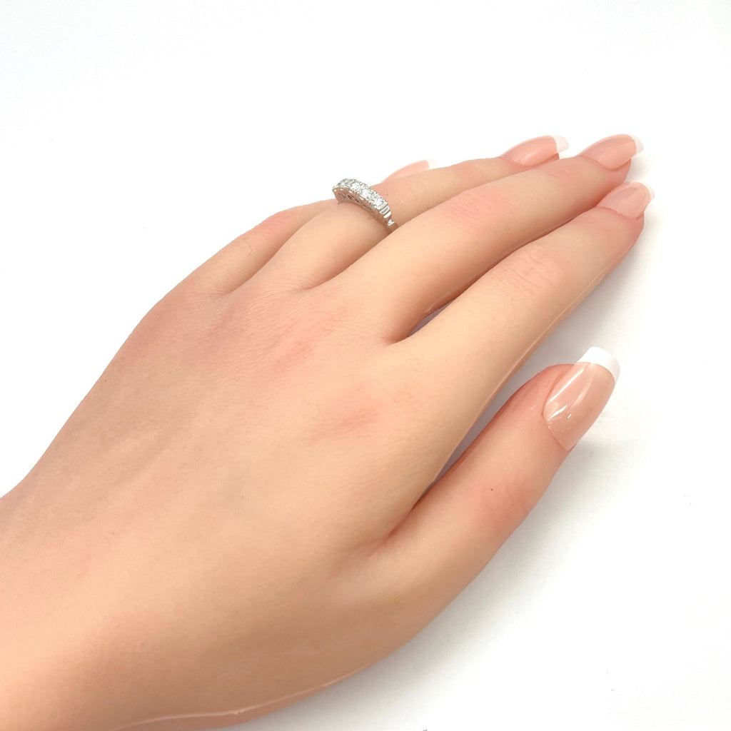 メレダイヤ デザインリング プラチナ 指輪 メレダイヤ リング 9号 Pt900 ダイヤモンド レディース 【中古】nbjwl