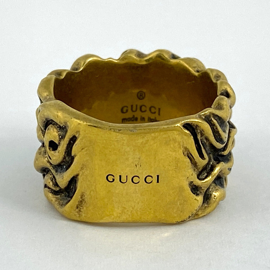 グッチ ロゴ リング 指輪 リング 17号 GP ゴールド レディース 【中古】bracc