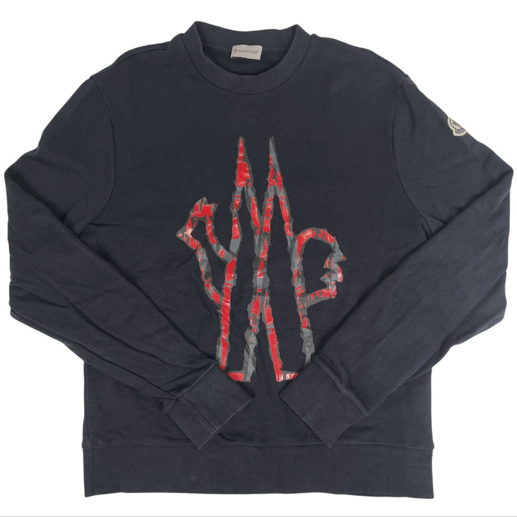 モンクレール ロゴ トレーナー クルーネック トップス スウェット ブラック メンズ 【中古】brapp