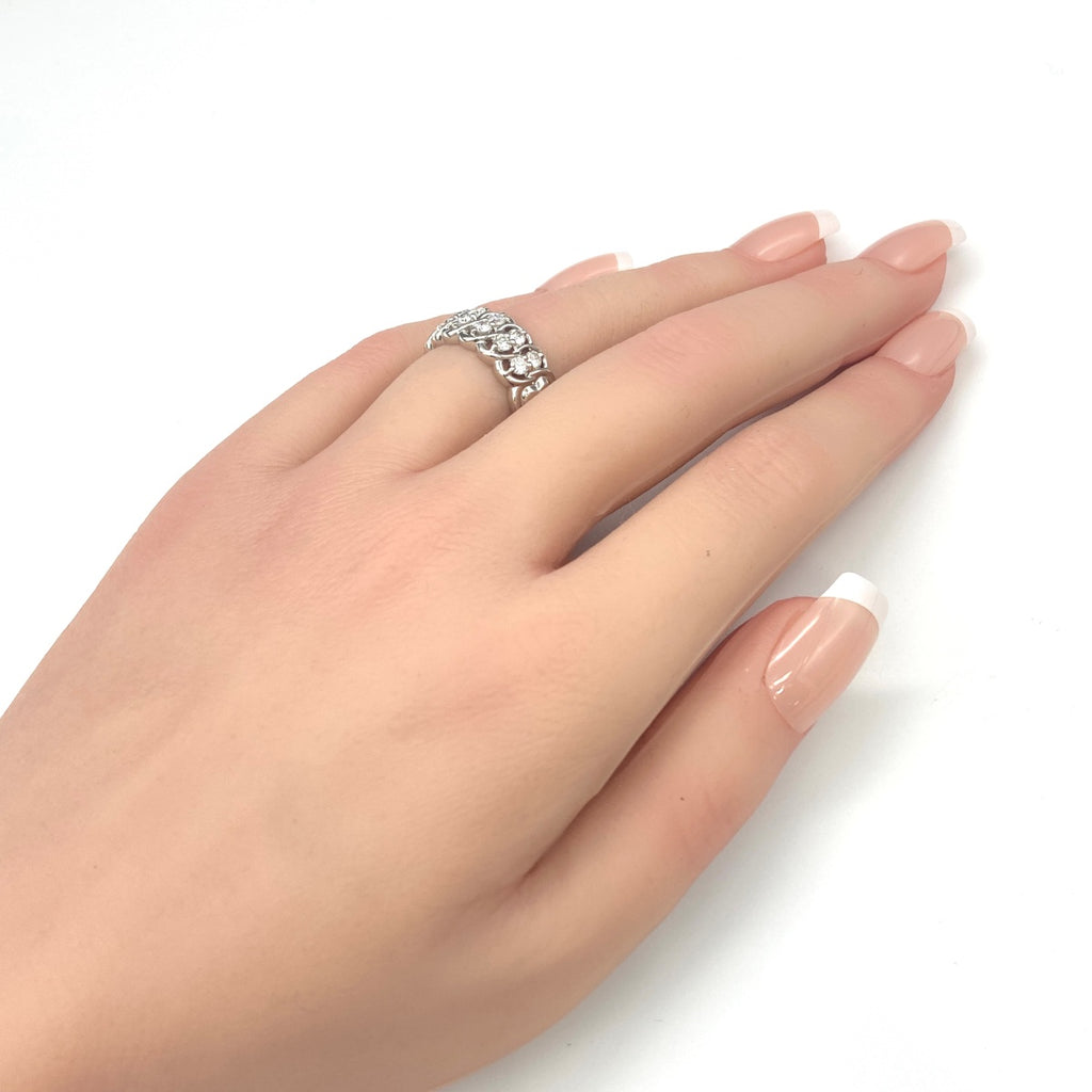 メレダイヤ デザインリング プラチナ 指輪 リング 12号 Pt900 ダイヤモンド レディース 【中古】nbjwl