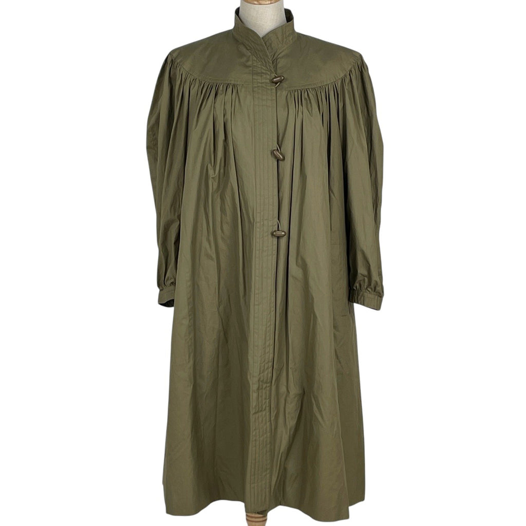 イヴ・サンローラン ロングコート カーキ ライナー付き ギャザー アウター その他コート 綿 グリーンベージュ レディース 【中古】brapp