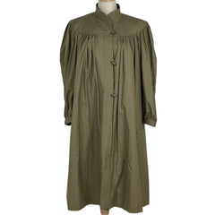 イヴ・サンローラン ロングコート カーキ ライナー付き ギャザー アウター その他コート 綿 グリーンベージュ レディース 【中古】brapp