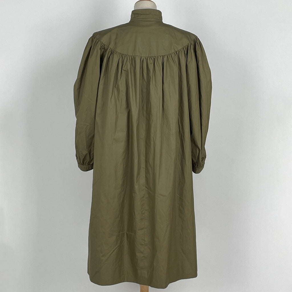 イヴ・サンローラン ロングコート カーキ ライナー付き ギャザー アウター その他コート 綿 グリーンベージュ レディース 【中古】brapp