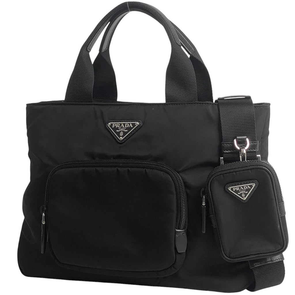 プラダ ロゴプレート ハンドバッグ 2WAY ショルダーバッグ ハンドバッグ ナイロン ネロ(ブラック) 1BG354 レディース 【中古】brbag