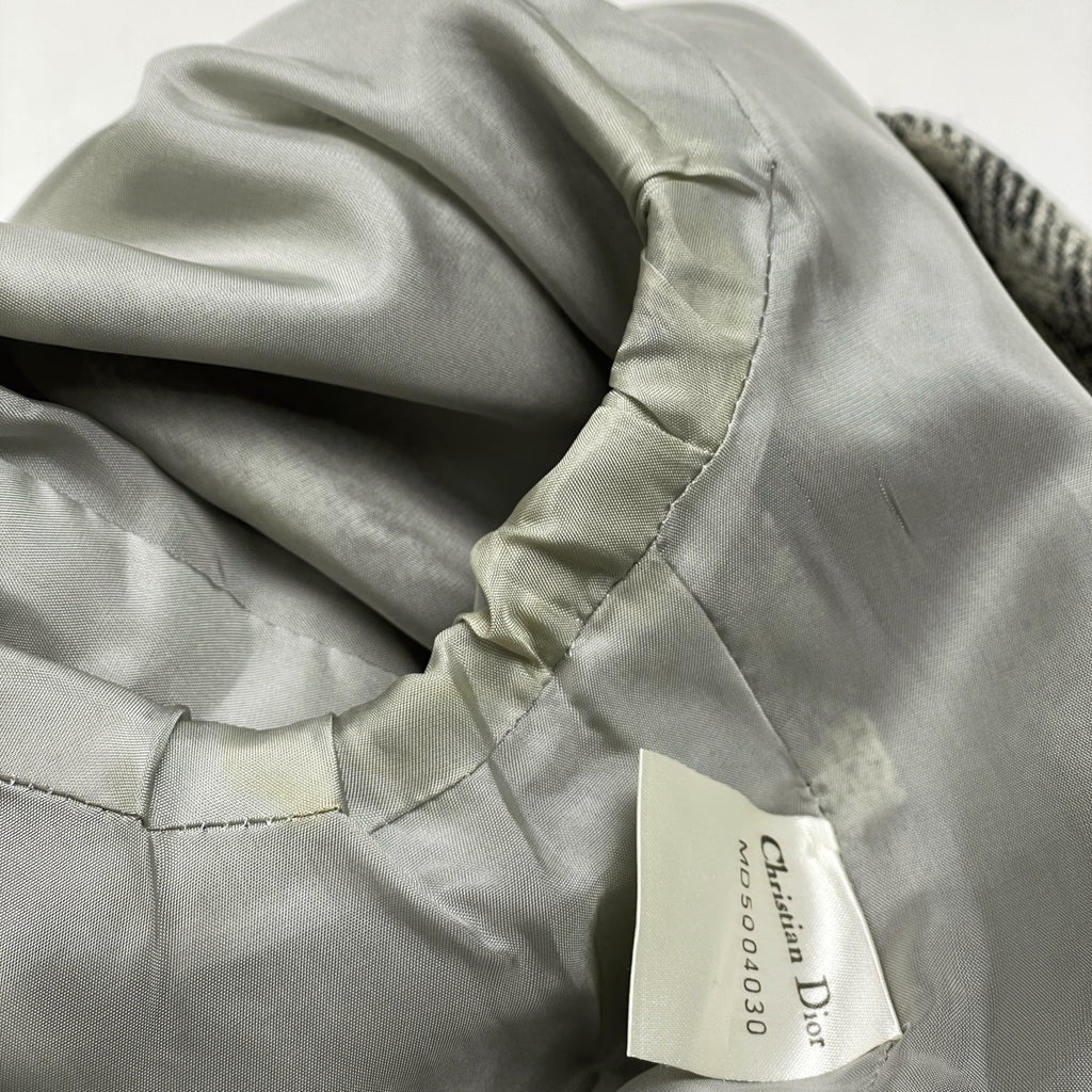 クリスチャンディオール チェック柄 テーラードジャケット アウター 絹 毛 ブラック アイボリー レディース 【中古】brapp