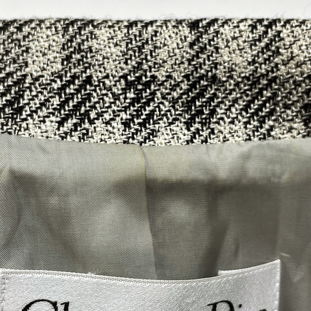 クリスチャンディオール チェック柄 テーラードジャケット アウター 絹 毛 ブラック アイボリー レディース 【中古】brapp