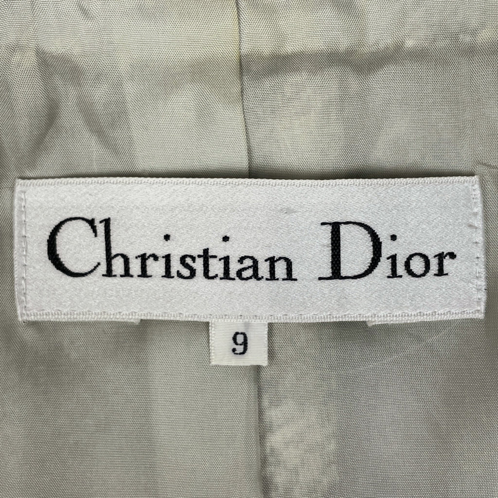 クリスチャンディオール チェック柄 テーラードジャケット アウター 絹 毛 ブラック アイボリー レディース 【中古】brapp