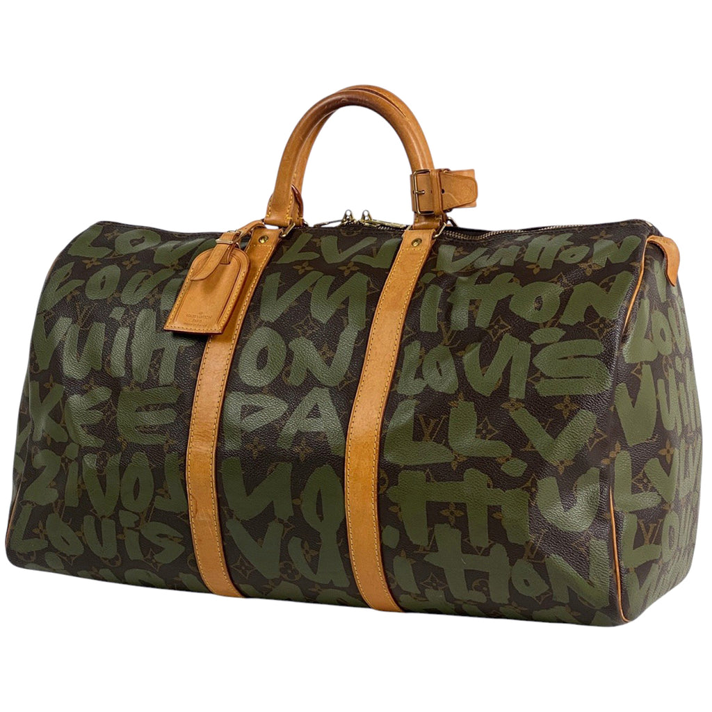 ルイ・ヴィトン キーポル 50 ハンドバッグ 旅行 ボストンバッグ モノグラムグラフィティ ブラウン カーキ M92196 レディース 【中古】brbag