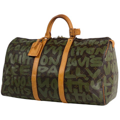 ルイ・ヴィトン キーポル 50 ハンドバッグ 旅行 ボストンバッグ モノグラムグラフィティ ブラウン カーキ M92196 レディース 【中古】brbag