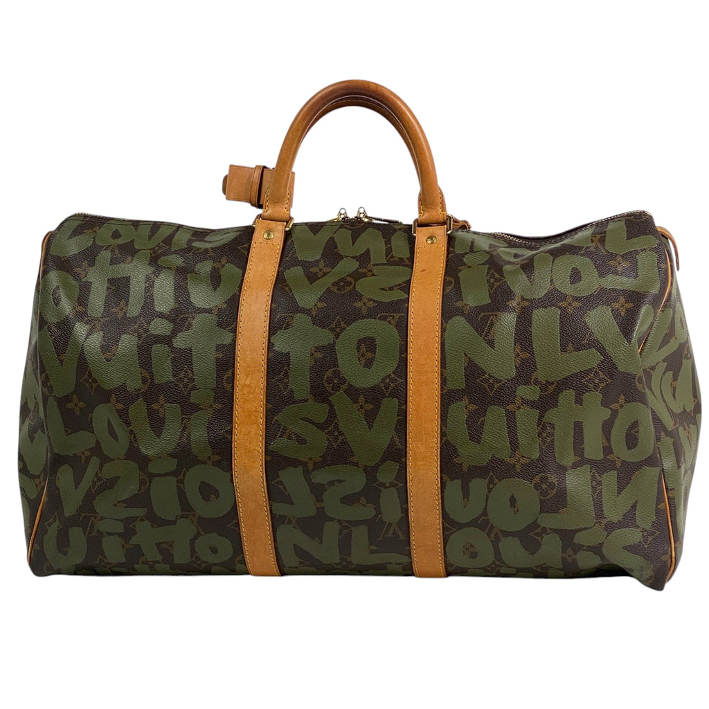 ルイ・ヴィトン キーポル 50 ハンドバッグ 旅行 ボストンバッグ モノグラムグラフィティ ブラウン カーキ M92196 レディース 【中古】brbag