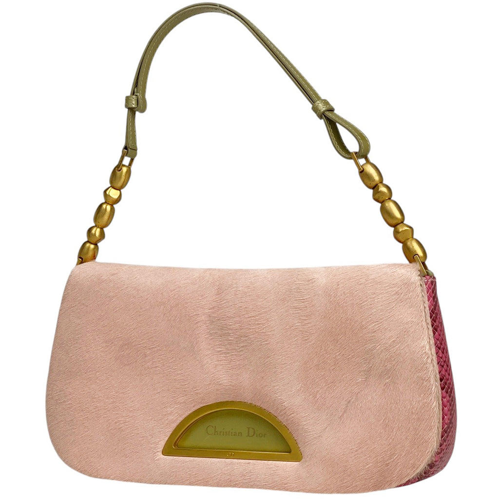 クリスチャンディオール マリスパール ショルダーバッグ ロゴ ワンショルダー ショルダーバッグ ハラコ ピンク レディース 【中古】brbag