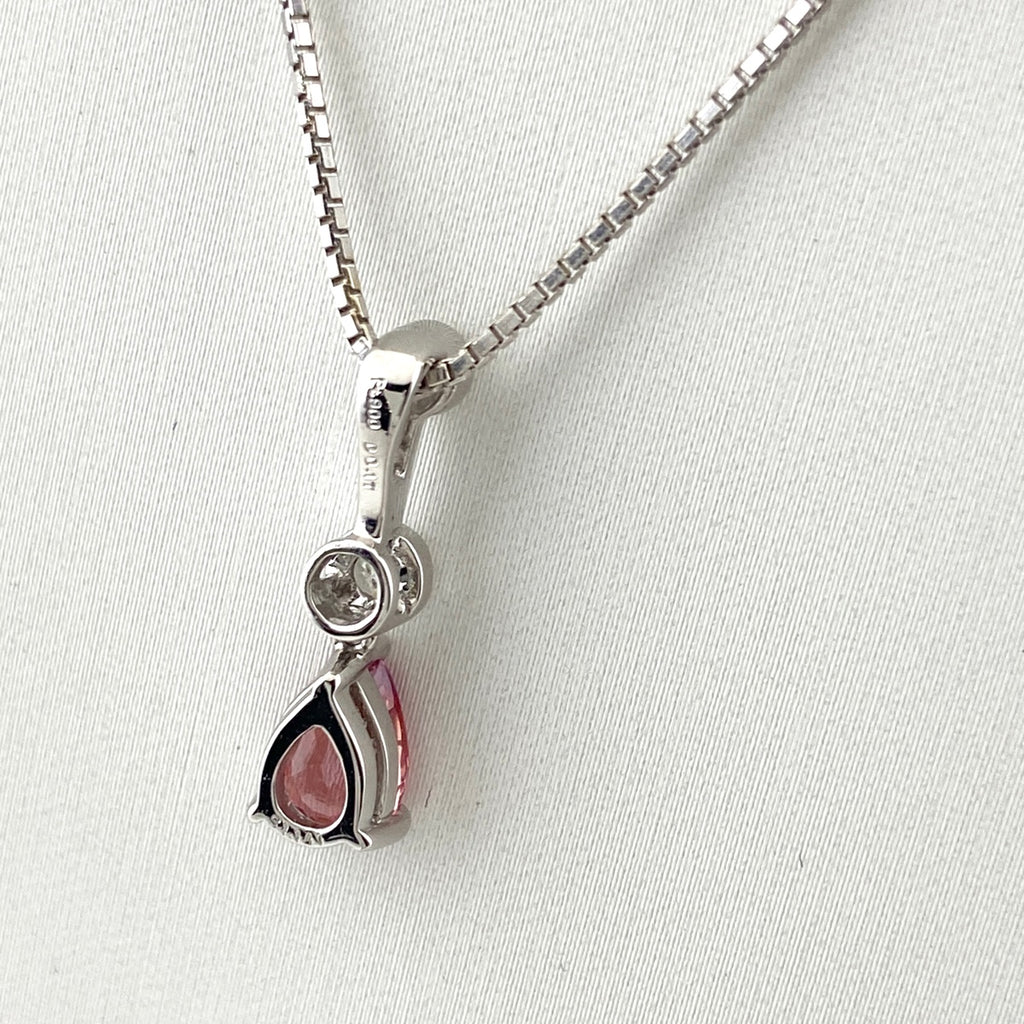 ピンクサファイア デザインネックレス WG ホワイトゴールド プラチナ ペンダント メレダイヤ ダイヤモンド ネックレス K18 WG Pt900 レディース 【中古】nbjwl