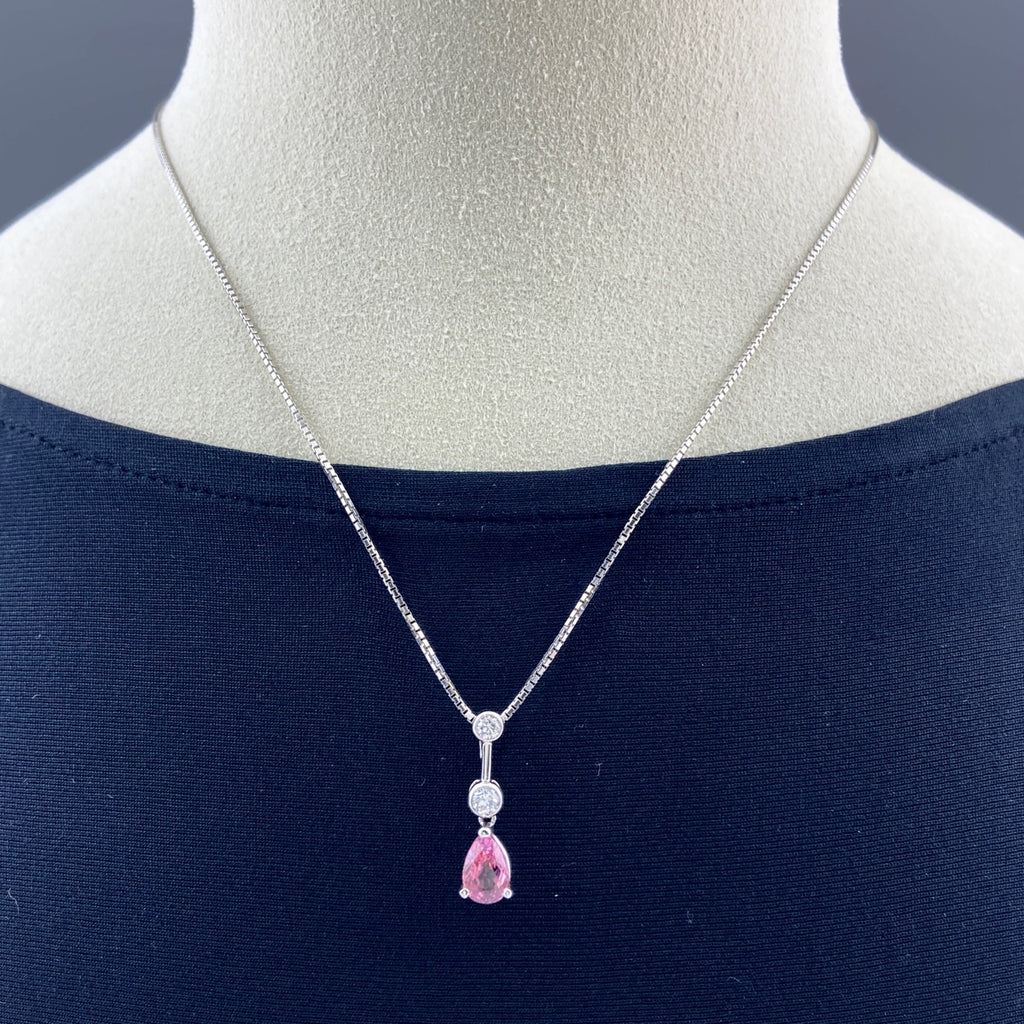 ピンクサファイア デザインネックレス WG ホワイトゴールド プラチナ ペンダント メレダイヤ ダイヤモンド ネックレス K18 WG Pt900 レディース 【中古】nbjwl