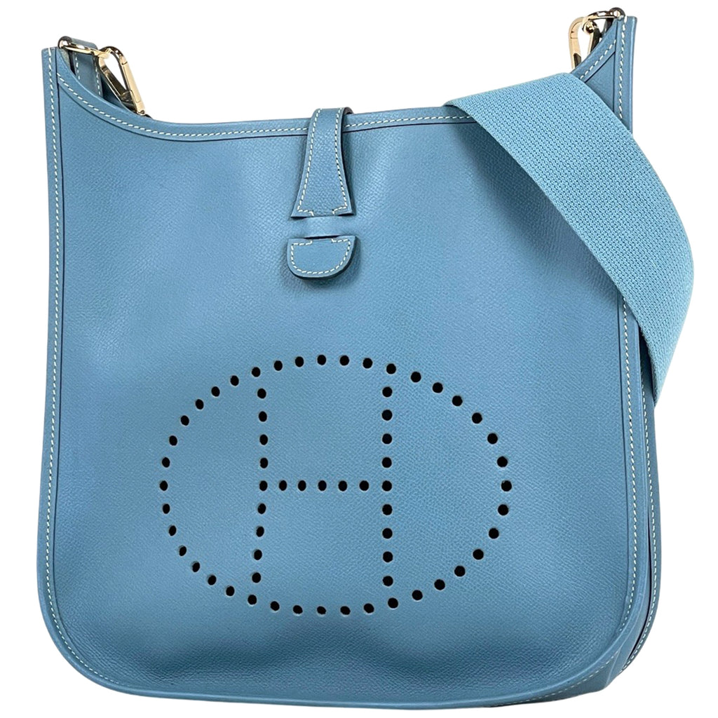 エルメス エヴリン 2 PM パンチング Hロゴ ショルダーバッグ ヴォーエプソン ブルージーン □I レディース 【中古】brbag