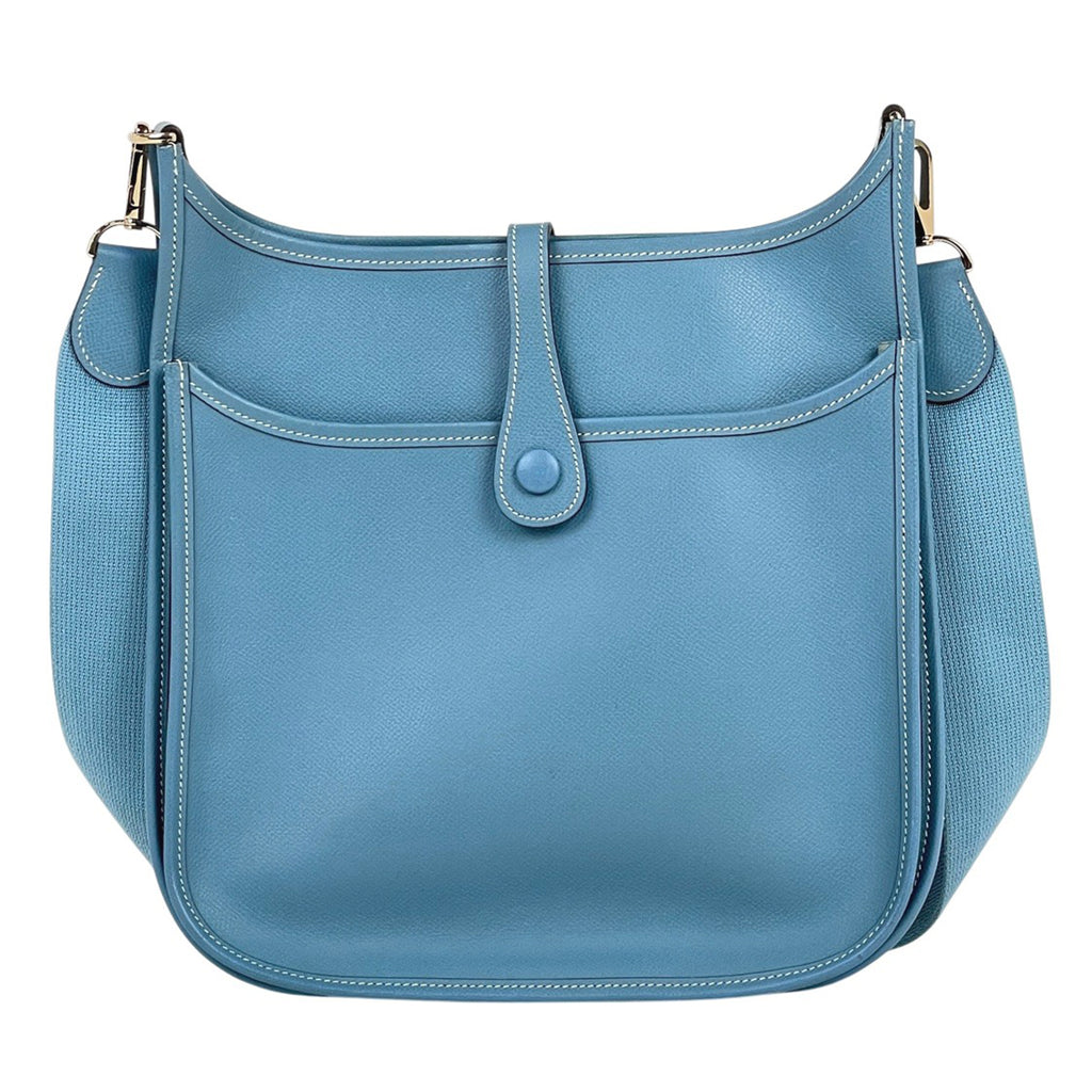 エルメス エヴリン 2 PM パンチング Hロゴ ショルダーバッグ ヴォーエプソン ブルージーン □I レディース 【中古】brbag