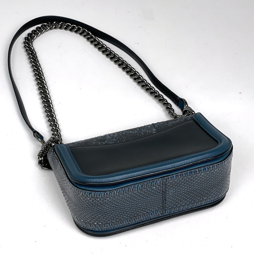 コーチ ロゴ チェーン ショルダーバッグ 斜め掛け スワッガー ショルダーバッグ レザー ブルー 59493 レディース 【中古】brbag