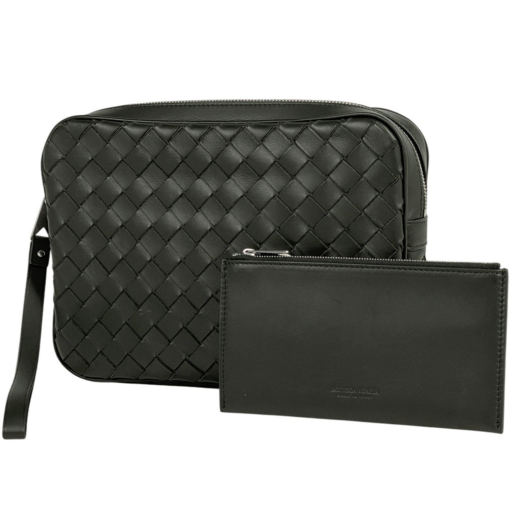 ボッテガヴェネタ イントレチャート セカンドバッグ 編み込み ナッパ クラッチバッグ セカンドバッグ レザー ブラック レディース 【中古】brbag