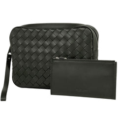 ボッテガヴェネタ イントレチャート セカンドバッグ 編み込み ナッパ クラッチバッグ セカンドバッグ レザー ブラック レディース 【中古】brbag