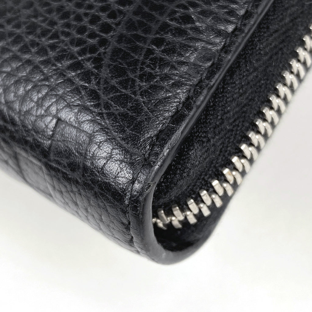 グッチ ジャンボGG ラウンドファスナー 長財布 札入れ 小銭入れ 長財布 レザー ブラック 739482 レディース 【中古】brbag