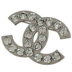 シャネル ココマーク ラインストーン ブローチ CCマーク ブローチ メタル シルバー レディース 【中古】bracc