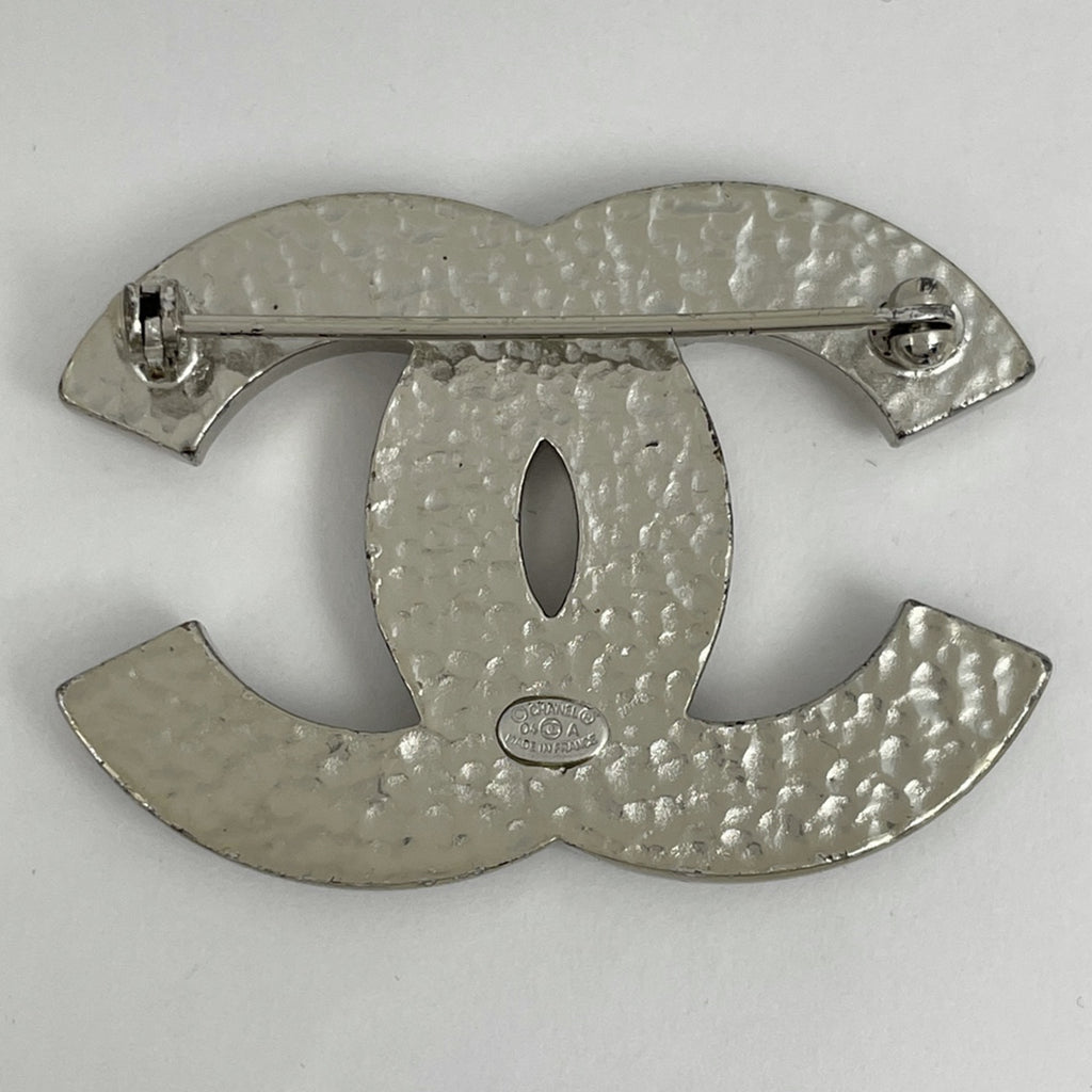 シャネル ココマーク ラインストーン ブローチ CCマーク ブローチ メタル シルバー レディース 【中古】bracc