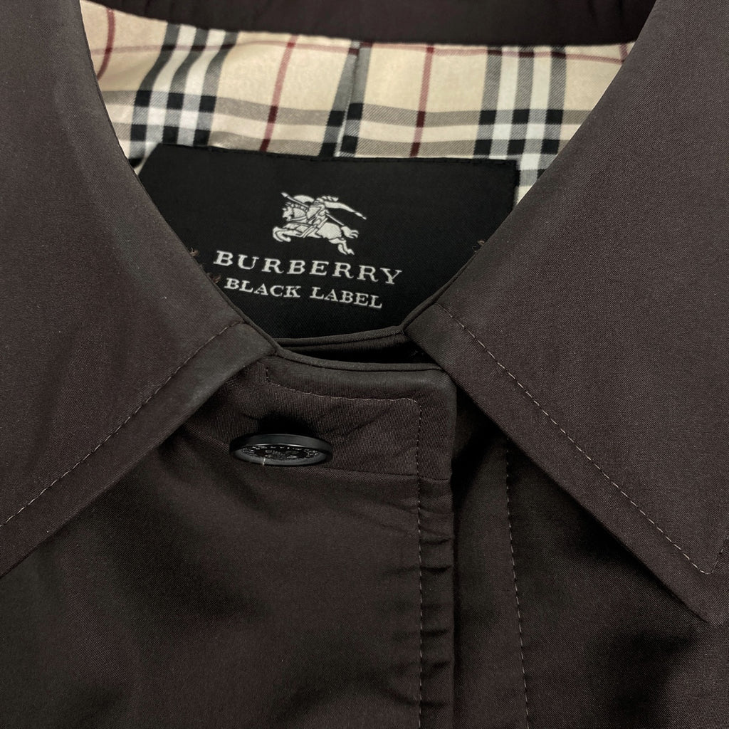 バーバリーブラックレーベル ステンカラーコート 裏チェック アウター ステンカラーコート ポリエステル ブラウン メンズ 【中古】brapp