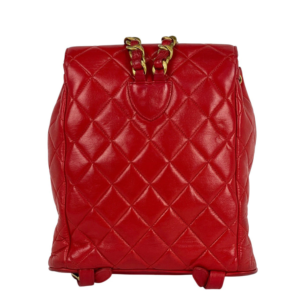 シャネル ココマーク チェーン リュックサック マトラッセ バックパック デイパック リュック レザー レッド レディース 【中古】brbag