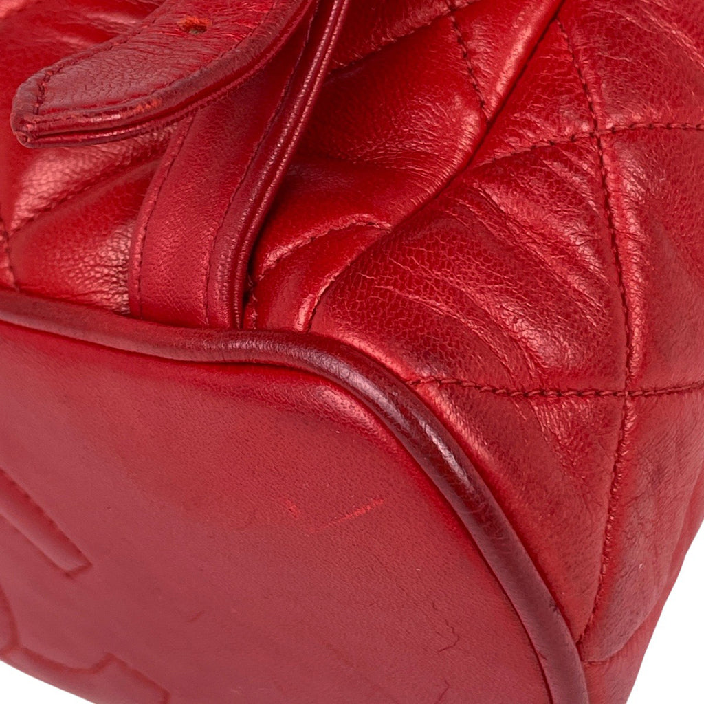 シャネル ココマーク チェーン リュックサック マトラッセ バックパック デイパック リュック レザー レッド レディース 【中古】brbag